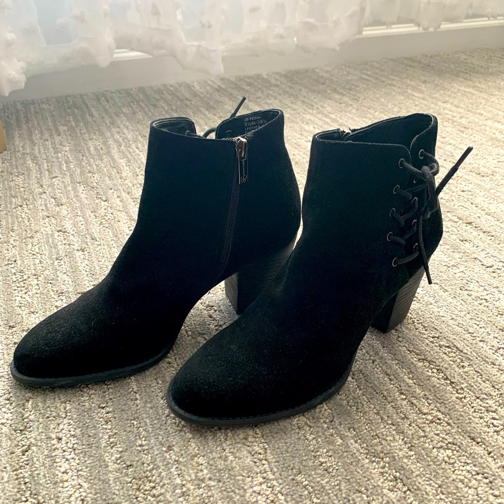 Black leather booties